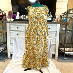 Maxi Sun Dress with Tie Straps the Print is Peaches 2X